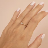 8 Ayar Altın Taşlı Burgulu Kadın Yüzük - 3