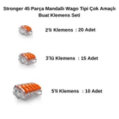 Stronger 45 Parça Mandallı Wago Tipi Çok Amaçlı Buat Klemens Seti - 2