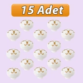 15 Adet Defne Altın Çizgili Beyaz Polimer Düğme Kulp Mantar Mobilya Mutfak Dolabı Çekmece Kulbu Kulpları thumbnail 1