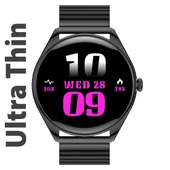 Ultra Thin Akıllı Saat Yuvarlak Çelik Kasa Metal Kordon - 1