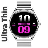 Ultra Thin Akıllı Saat Yuvarlak Çelik Kasa Metal Kordon - 5