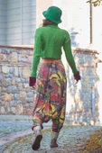 Lastikli Bel ve Paça Sarı Desenli Şalvar Pantolon - 5