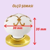 Defne Altın Çizgili Beyaz Polimer Düğme Kulp Altın Tablalı Mobilya Mutfak Dolabı Çekmece Kulbu Kulpları thumbnail 3