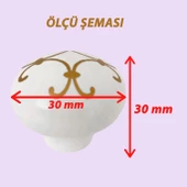 15 Adet Defne Altın Çizgili Beyaz Polimer Düğme Kulp Mantar Mobilya Mutfak Dolabı Çekmece Kulbu Kulpları thumbnail 2