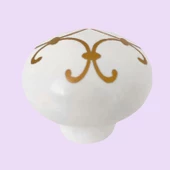 15 Adet Defne Altın Çizgili Beyaz Polimer Düğme Kulp Mantar Mobilya Mutfak Dolabı Çekmece Kulbu Kulpları thumbnail 5