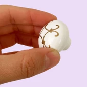 15 Adet Defne Altın Çizgili Beyaz Polimer Düğme Kulp Mantar Mobilya Mutfak Dolabı Çekmece Kulbu Kulpları thumbnail 3