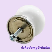 15 Adet Defne Altın Çizgili Beyaz Polimer Düğme Kulp Krom Tablalı Mobilya Mutfak Dolabı Çekmece Kulbu Kulpları - 5