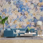 Beyaz Mavi Çiçek Desenli Duvar Kağıdı thumbnail 1