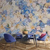 Beyaz Mavi Çiçek Desenli Duvar Kağıdı thumbnail 5