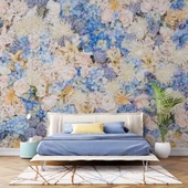 Beyaz Mavi Çiçek Desenli Duvar Kağıdı thumbnail 2
