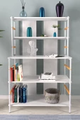 VİLİNZE Rafito Metal & Ahşap Bohem 5 Raflı MDF Çok Amaçlı Kahve Köşesi Kitaplık - 2