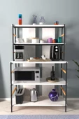 VİLİNZE Rafito Metal & Ahşap Bohem 5 Raflı MDF Çok Amaçlı Kahve Köşesi Mutfak Rafı - 2
