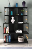 VİLİNZE Rafito Metal & Ahşap Bohem 5 Raflı MDF Çok Amaçlı Kahve Köşesi Kitaplık - 2