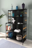 VİLİNZE Rafito Metal & Ahşap Bohem 5 Raflı MDF Çok Amaçlı Kahve Köşesi Kitaplık - 1