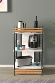 VİLİNZE Rafito Metal & Ahşap Bohem 3 Raflı MDF Çok Amaçlı Mutfak Rafı - 30*100 cm - 2