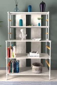 VİLİNZE Rafito Metal & Ahşap Bohem 5 Raflı MDF Çok Amaçlı Kahve Köşesi Kitaplık - 2