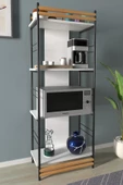VİLİNZE Rafito Metal & Ahşap Bohem 4 Raflı MDF Çok Amaçlı Mutfak Rafı - 30*160 cm - 1