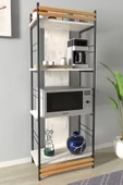 VİLİNZE Rafito Metal & Ahşap Bohem 4 Raflı MDF Çok Amaçlı Mutfak Rafı - 30*160 cm - 1