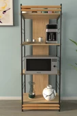 VİLİNZE Rafito Metal & Ahşap Bohem 4 Raflı MDF Çok Amaçlı Mutfak Rafı - 30*160 cm - 2