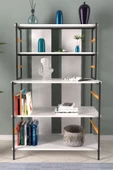 VİLİNZE Rafito Metal & Ahşap Bohem 5 Raflı MDF Çok Amaçlı Kahve Köşesi Kitaplık - 2