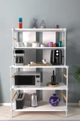 VİLİNZE Rafito Metal & Ahşap Bohem 5 Raflı MDF Çok Amaçlı Kahve Köşesi Mutfak Rafı - 2