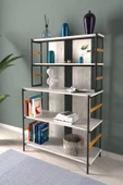 VİLİNZE Rafito Metal & Ahşap Bohem 5 Raflı MDF Çok Amaçlı Kahve Köşesi Kitaplık - 1