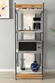 VİLİNZE Rafito Metal & Ahşap Bohem 4 Raflı MDF Çok Amaçlı Mutfak Rafı - 30*160 cm - 2