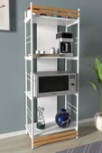 VİLİNZE Rafito Metal & Ahşap Bohem 4 Raflı MDF Çok Amaçlı Mutfak Rafı - 30*160 cm - 1