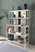VİLİNZE Rafito Metal & Ahşap Bohem 5 Raflı MDF Çok Amaçlı Kahve Köşesi Kitaplık - 1