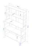VİLİNZE Rafito Metal & Ahşap Bohem 5 Raflı MDF Çok Amaçlı Kahve Köşesi Kitaplık - 4