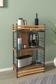 VİLİNZE Rafito Metal & Ahşap Bohem 3 Raflı MDF Çok Amaçlı Mutfak Rafı - 30*100 cm - 1