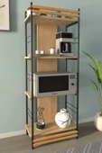 VİLİNZE Rafito Metal & Ahşap Bohem 4 Raflı MDF Çok Amaçlı Mutfak Rafı - 30*160 cm - 1