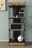 VİLİNZE Rafito Metal & Ahşap Bohem 4 Raflı MDF Çok Amaçlı Mutfak Rafı - 30*160 cm - 2