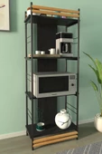 VİLİNZE Rafito Metal & Ahşap Bohem 4 Raflı MDF Çok Amaçlı Mutfak Rafı - 30*160 cm - 1
