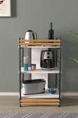VİLİNZE Rafito Metal & Ahşap Bohem 3 Raflı MDF Çok Amaçlı Mutfak Rafı - 30*100 cm - 2
