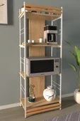 VİLİNZE Rafito Metal & Ahşap Bohem 4 Raflı MDF Çok Amaçlı Mutfak Rafı - 30*160 cm - 1