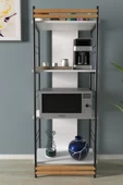 VİLİNZE Rafito Metal & Ahşap Bohem 4 Raflı MDF Çok Amaçlı Mutfak Rafı - 30*160 cm - 2