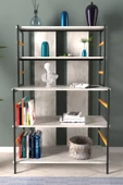 VİLİNZE Rafito Metal & Ahşap Bohem 5 Raflı MDF Çok Amaçlı Kahve Köşesi Kitaplık - 2