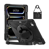 Apple iPad Pro 13 2024 - Tablet Kılıfı Boyun ip Askılı El Tutmaçlı Koruyucu Zırh Tank Defender Kılıf - 1