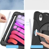 Apple iPad Mini 2021 (6.Nesil) - Tablet Kılıfı Boyun ip Askılı El Tutmaçlı Koruyucu Zırh Tank Defender Kılıf - 2