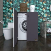 Kenzlife çamaşır makinesi dolabı kapaklı tatyana gri 90*70*60 banyo ofis kapaklı arkalıksız - 1