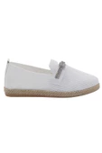 Mergenshoes Nwf N987 Beyaz Triko Taşlı Kadın Günlük Babet Ayakkabı - 1