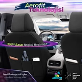 Otom Yeni Carbon Design 3D Dokulu Kumaş Oto Koltuk Kılıfı Tam Set  Siyah-Kırmızı - 3