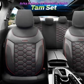 Otom Yeni Carbon Design 3D Dokulu Kumaş Oto Koltuk Kılıfı Tam Set Siyah-Kırmızı - 2