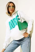 More Baskılı Şardonlu Sweatshirt Ekru - 1