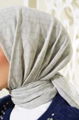 Çiçek Motif Desen Yazma Eşarp Gri - 4