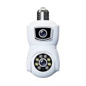 Ampul Wifi Kamera Çift Lens IP 2 Yönlü Ses Otomatik İzleme AI İnsansı Algılama - 2