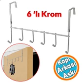 Kapı Arkası Askılık Elbise Havlu Asma Askı Metal 6'lı Tekli Banyo Lavabo Sağlam Aparat Gri - 1