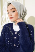 Çiçek Motif Desen Yazma Eşarp Gri - 2
