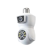 Ampul Wifi Kamera Çift Lens IP 2 Yönlü Ses Otomatik İzleme AI İnsansı Algılama - 1